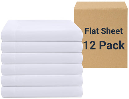 ZPECC Twin Flat Sheets Only White 6 Pack, Color-Coded Hem Threads