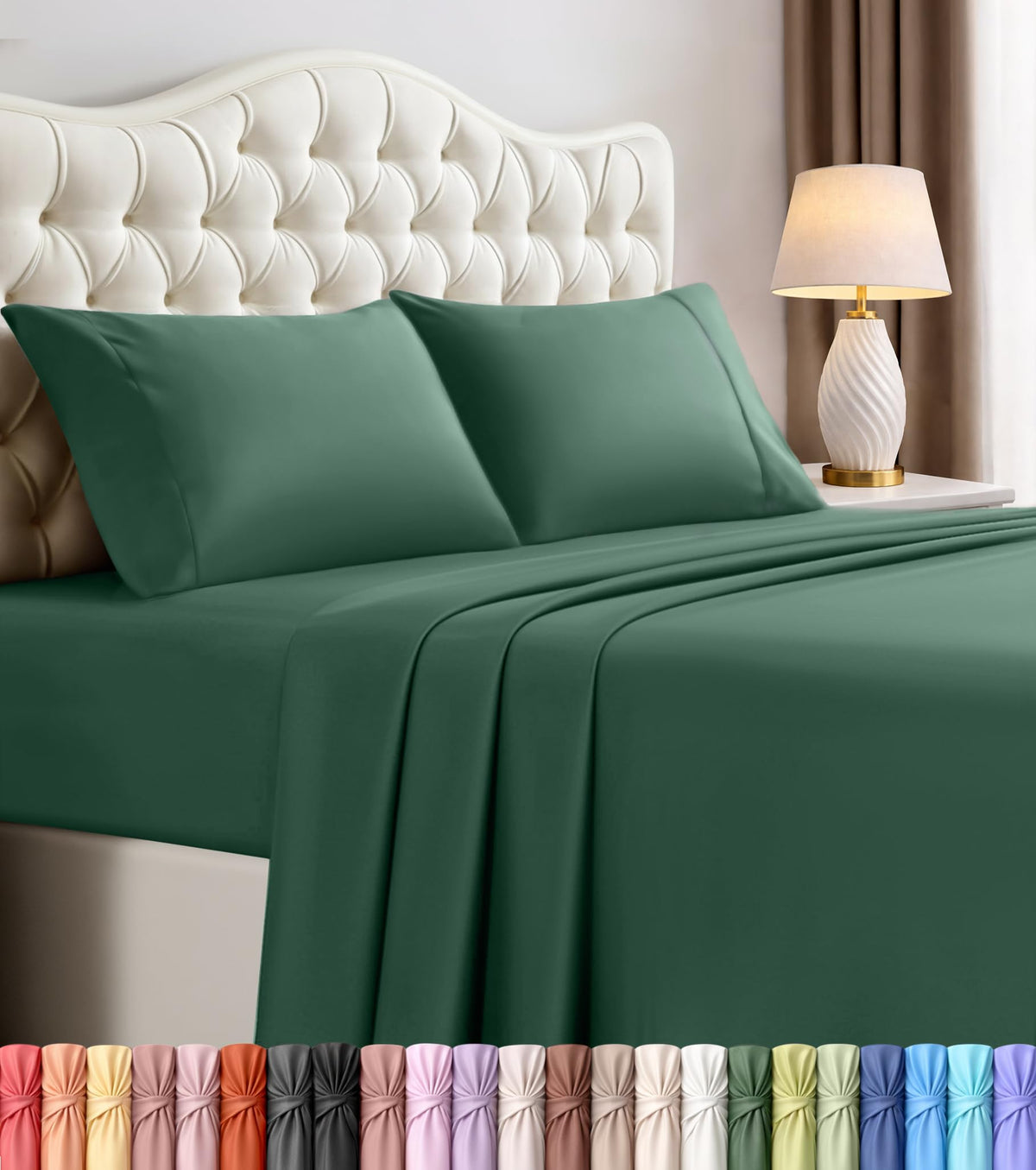 Queen Sheets Set, 4 Pieces 16" Deep Pocket Hotel Luxury Bed Sheets, Grey