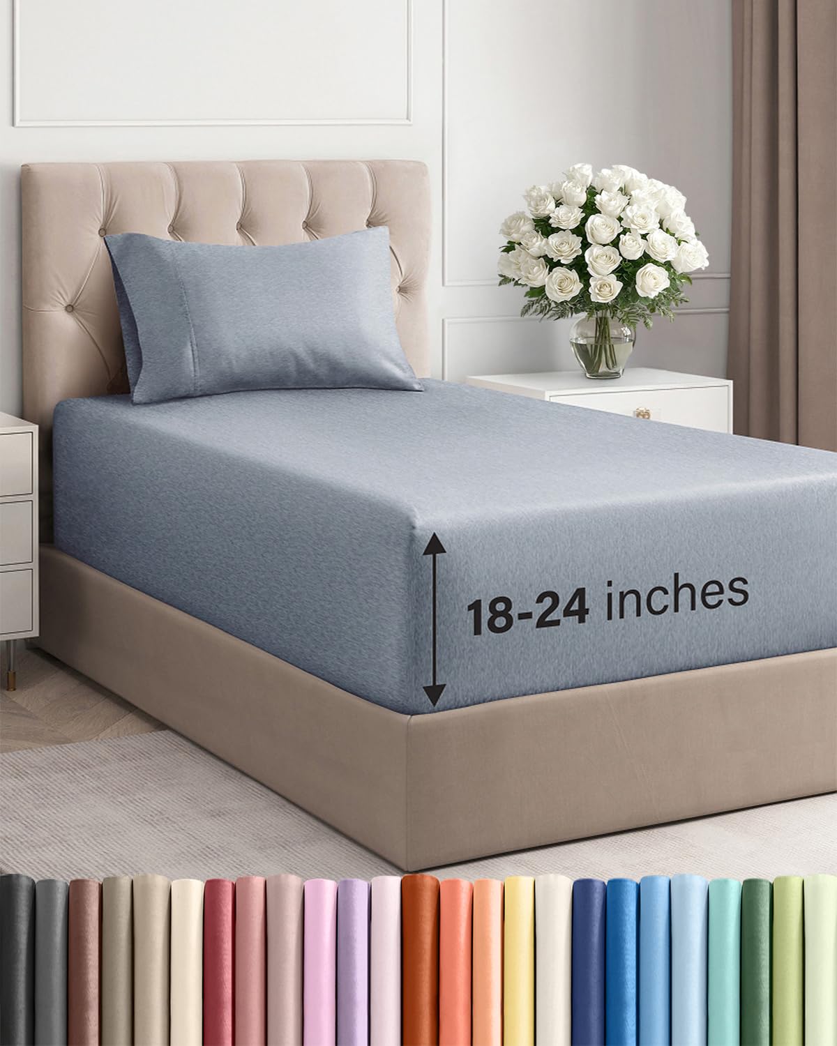 Extra Deep King Sheet Set - 4 Piece Breathable & Cooling - Antique White