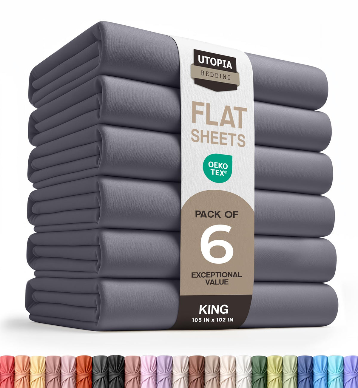 King Size Flat Sheet Only, Ultra Soft & Breathable Hotel Sheets, White