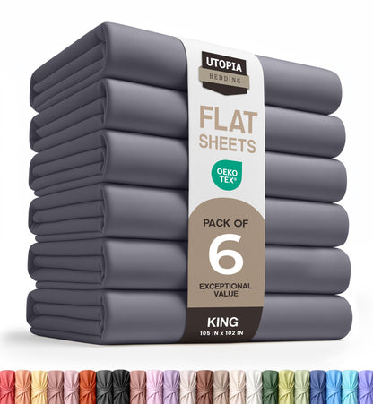 King Size Flat Sheet Only, Ultra Soft & Breathable Hotel Sheets, White