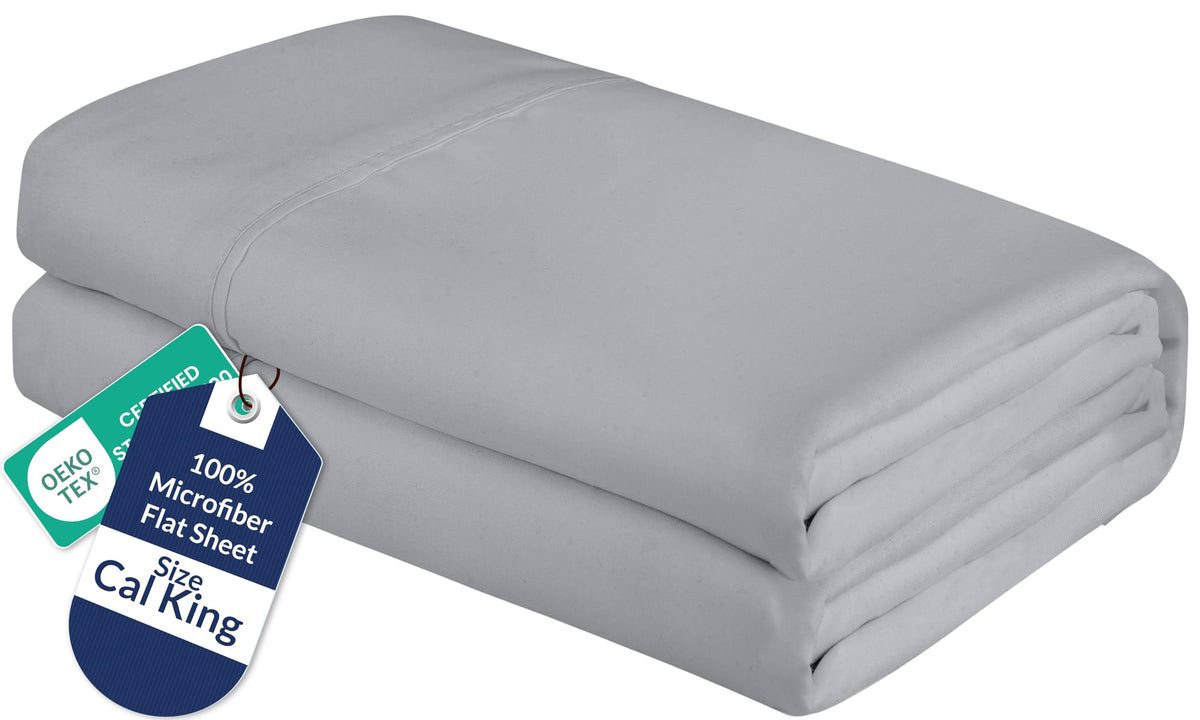 Royale Linens Queen Flat Sheet - Ultra Soft Brushed 1800 Microfiber Flat Sheets Only - Wrinkle Free & Stain Resistant - Hotel Quality Top Sheet for Bed (Queen, White)