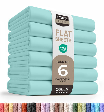 Queen Size Flat Sheet Only, Ultra Soft & Breathable Hotel Sheets, White