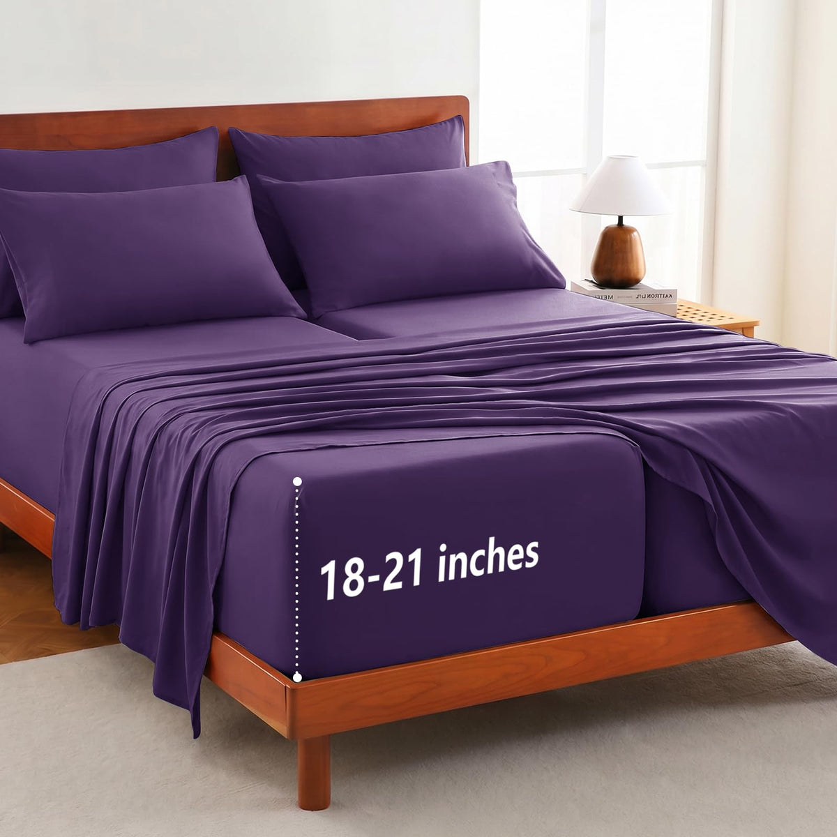 CozyLux King Size Sheets Set 6-Piece, 21-Inch Deep Pocket, Soft Feel