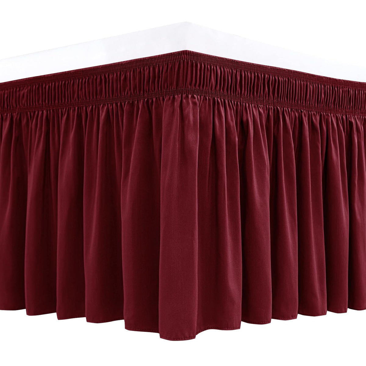 Wrap Around Queen Size Bed Skirt 15" Drop-Elastic Dust Ruffle Light Camel