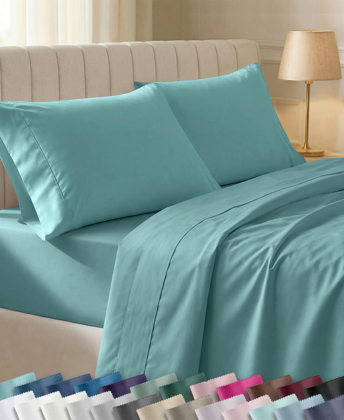 California Design Den Soft 100% Cotton Sateen Queen Bed Sheets Set, White