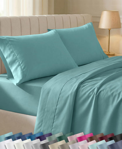 California Design Den Soft 100% Cotton Sateen Queen Bed Sheets Set, White