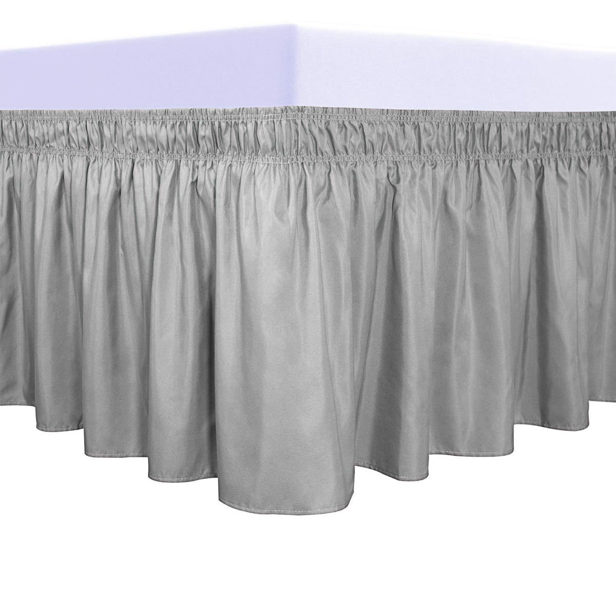 PureFit Wrap Around Ruffled Bed Skirt, White, Queen/King - 18" Drop