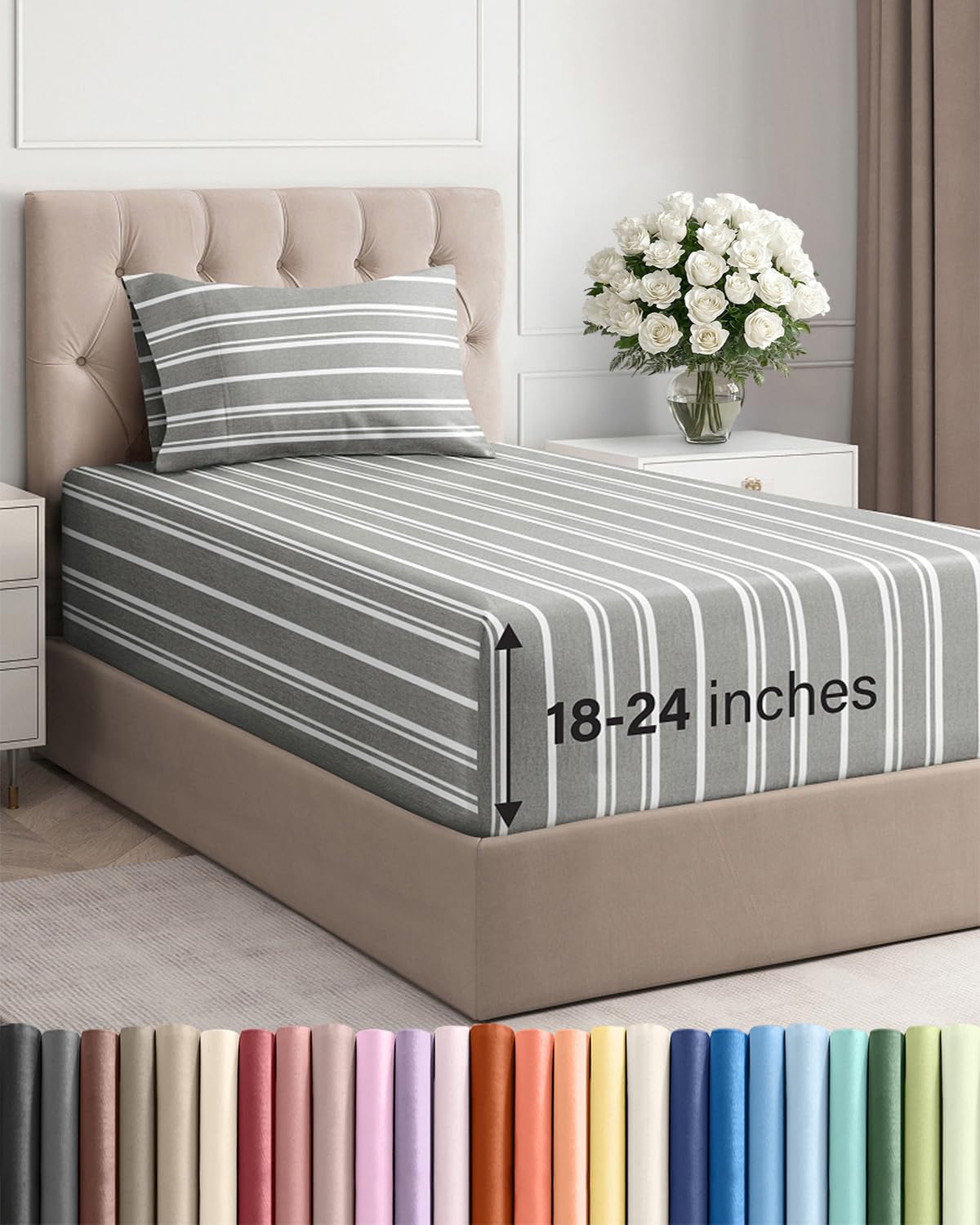 Extra Deep King Sheet Set - 4 Piece Breathable & Cooling - Antique White