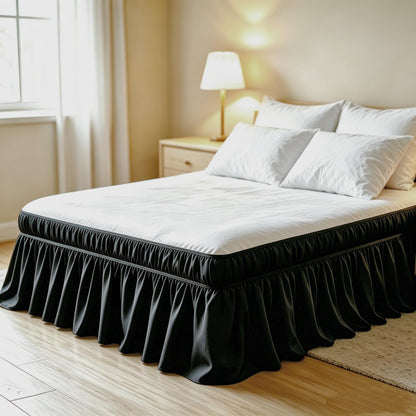 Juwenin Home Wrap Around Ruffle Bed Skirt, 16 Inch Drop, Elastic Fit, Wrinkle Resistant, Hotel Quality Bedskirt Dust Ruffle (White, Queen 16" Drop)