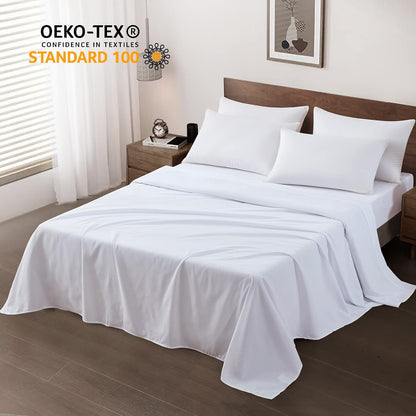 Maple&Stone Twin Flat Sheets Only Bulk Pack of 6 Wholesale Bedding White