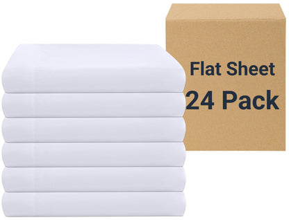 ZPECC Twin Flat Sheets Only White 4 Pack, Color-Coded Hem Threads