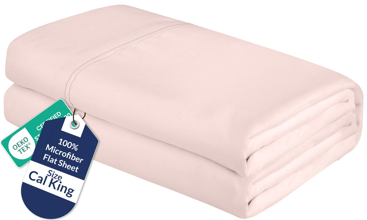 Royale Linens Queen Flat Sheet - Ultra Soft Brushed 1800 Microfiber Flat Sheets Only - Wrinkle Free & Stain Resistant - Hotel Quality Top Sheet for Bed (Queen, White)