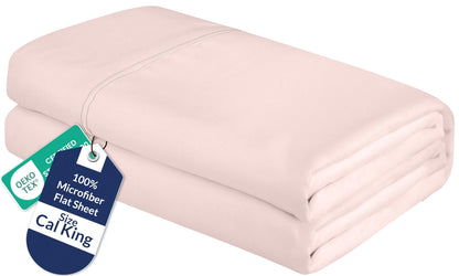 Royale Linens Queen Flat Sheet - Ultra Soft Brushed 1800 Microfiber Flat Sheets Only - Wrinkle Free & Stain Resistant - Hotel Quality Top Sheet for Bed (Queen, White)