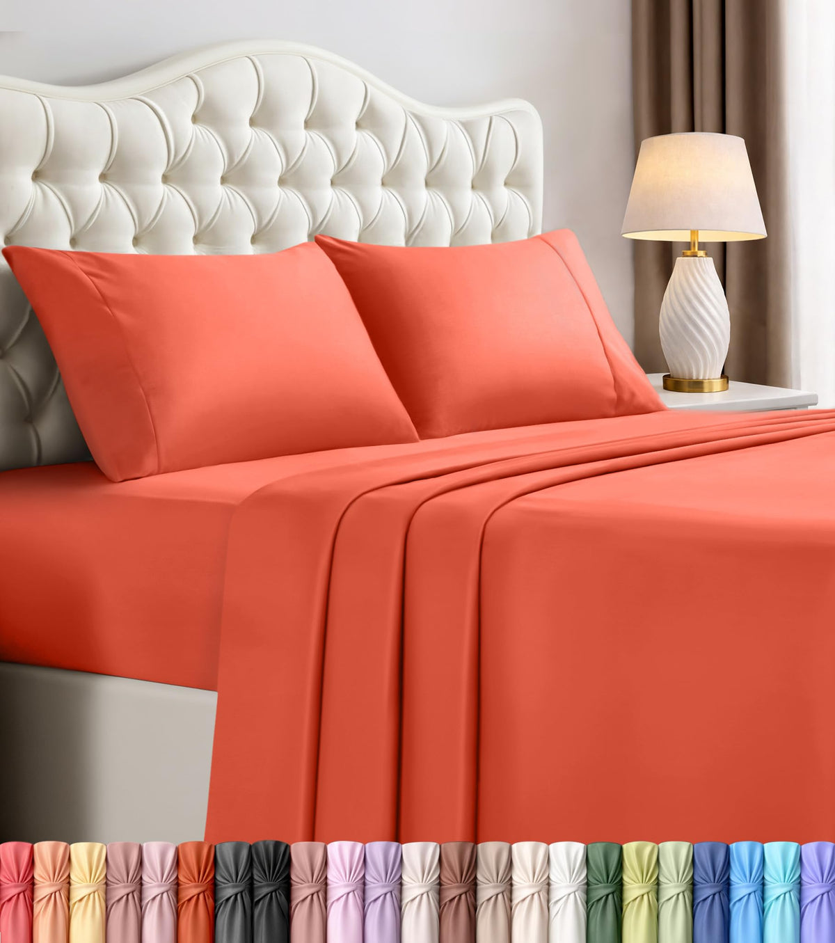 Queen Sheets Set, 4 Pieces 16" Deep Pocket Hotel Luxury Bed Sheets, Grey