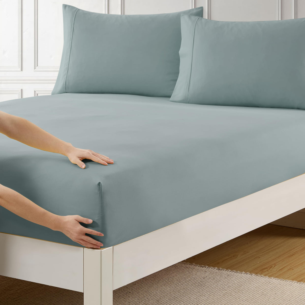 King Size Flat Sheet Only - Ultra Soft & Breathable Brushed Microfiber Top Sheet Only for King Size Beds, Denim Blue