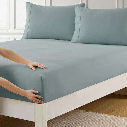 King Size Flat Sheet Only - Ultra Soft & Breathable Brushed Microfiber Top Sheet Only for King Size Beds, Denim Blue