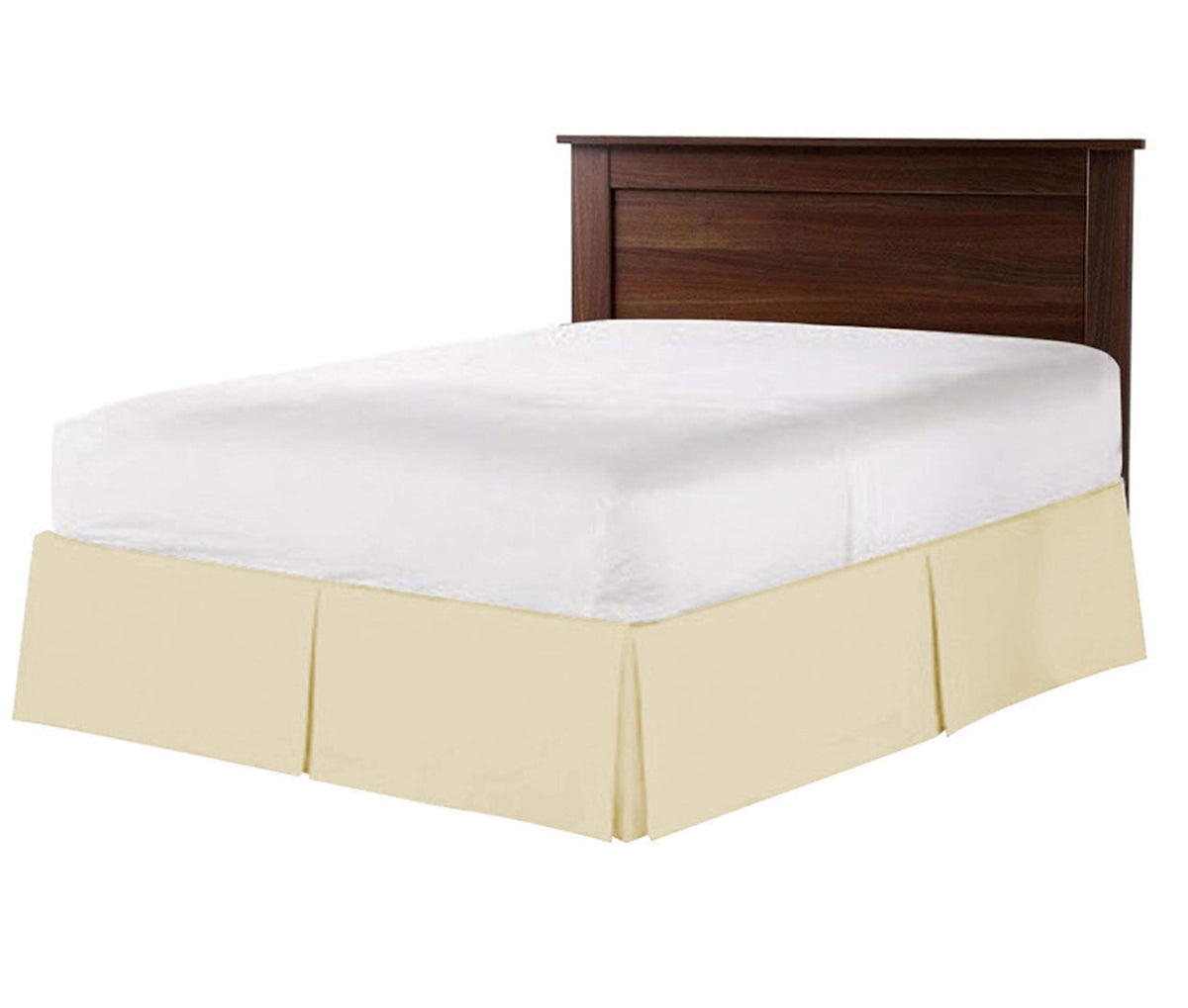 100% Cotton 800 Thread Count Box Pleated Bed Skirt - Luxury Pleated Dust Ruffle, Bed Skirt, Easy Fit with 15 Inch Tailored Drop, King Size White Solid