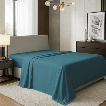 TEXAS LINEN CO. 100% Organic Cotton Queen Flat Sheet, Percale Weave, White