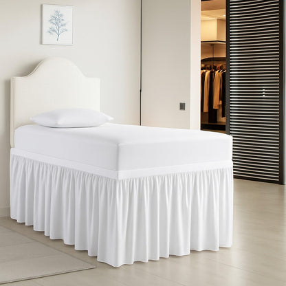Cottington Lane Ruffled Dorm Room Bed Skirt Twin XL 30 Inch Drop, White