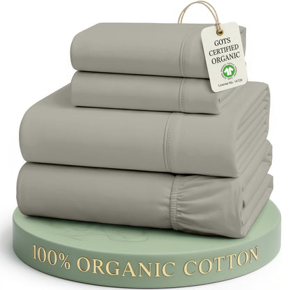 LANE LINEN Queen Sheets 100% Organic Cotton 4pc Percale Cooling - White