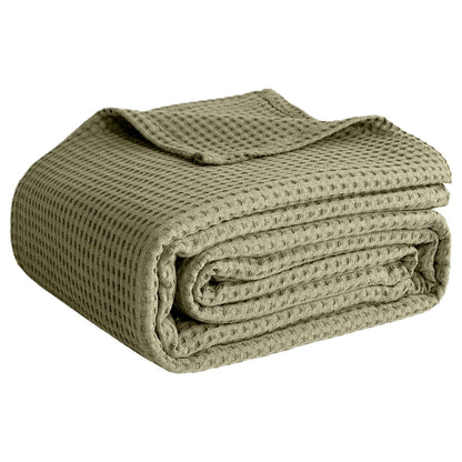 100% Cotton Blankets for Bed - Waffle Weave Blankets for Summer, Lightweight and Breathable Soft Woven Blanket for Spring (Dark Grey, Queen (90" x 90"))
