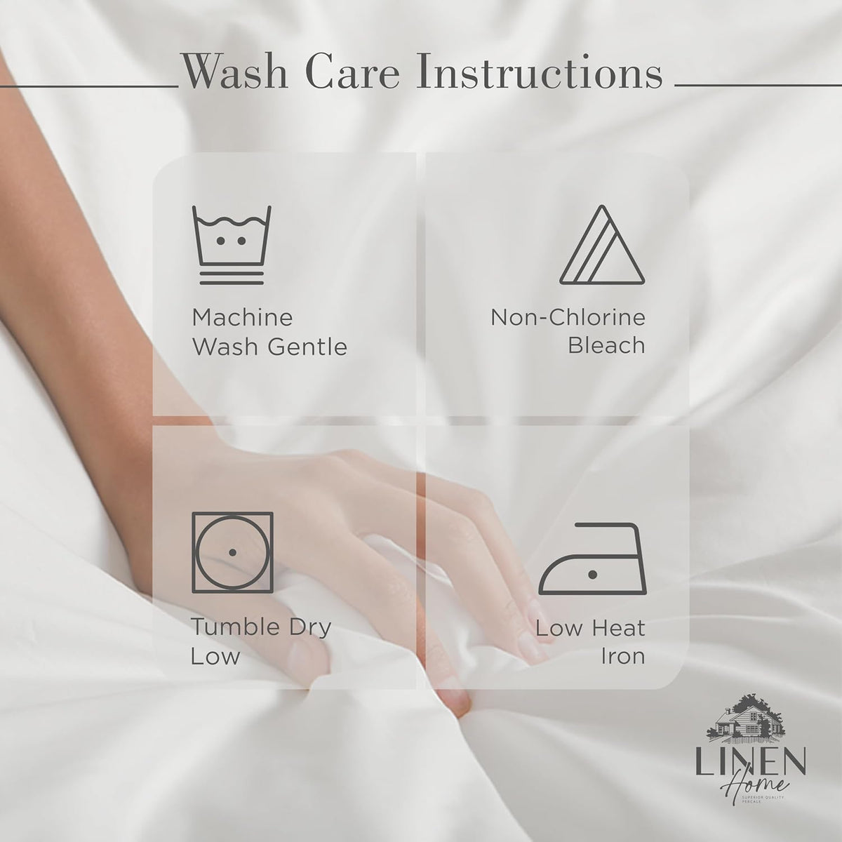 Linen Home 100% Cotton Percale Sheets Queen Size 4 Pc Cooling Set - White