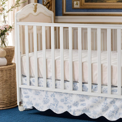 Brandream Scallop Edge Organic Cotton Crib Skirt, Baby Boy, Baby Girl, Gender Neutral Crib Skirt Toddler Bedskirt Farmhouse Chic Nursery Crib Bed Skirt, Boho Bohemian Solid Beige Skirt