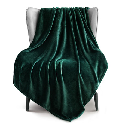 Exclusivo Mezcla Soft Large Fleece Throw Blanket for Couch, Forest Green