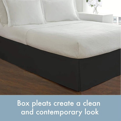 Today’s Home Classic Tailored Bed Skirt Dust Ruffle, Microfiber, 14" Drop Length, King, Black