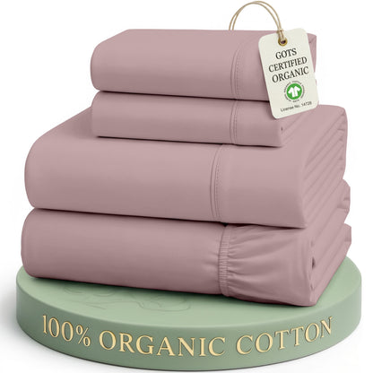 LANE LINEN Queen Sheets 100% Organic Cotton 4pc Percale Cooling - White