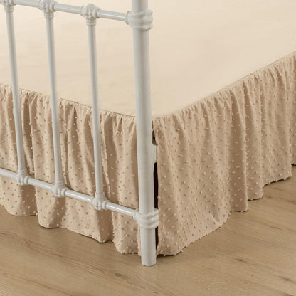 Tufted Dot Bed Skirt Queen Size - Ruffled Bed Skirt with Split Corners