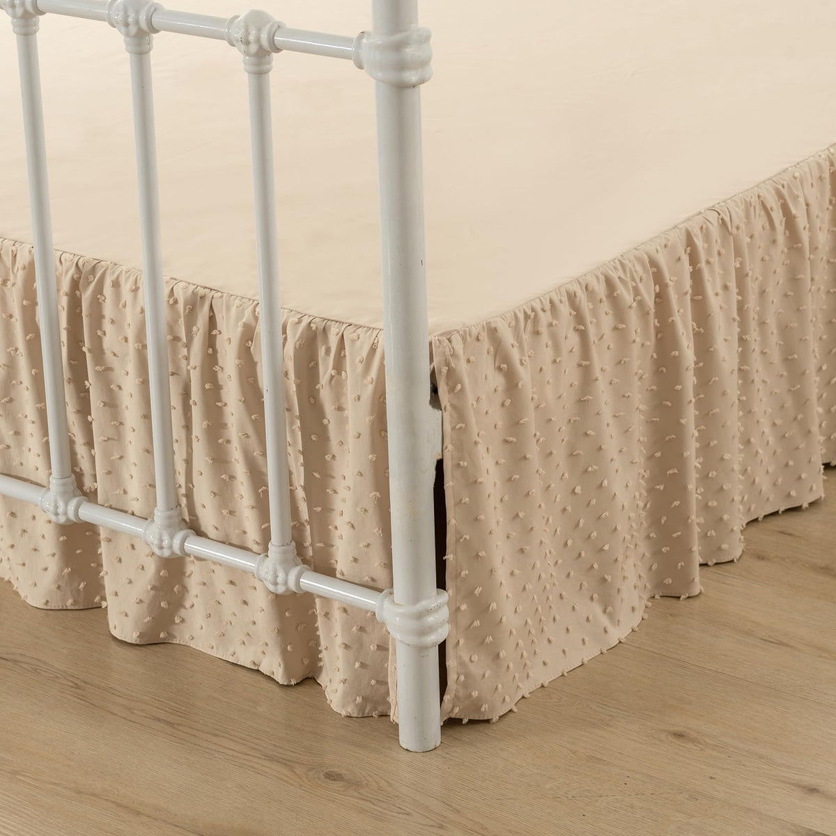Tufted Dot Bed Skirt Queen Size - Ruffled Bed Skirt with Split Corners