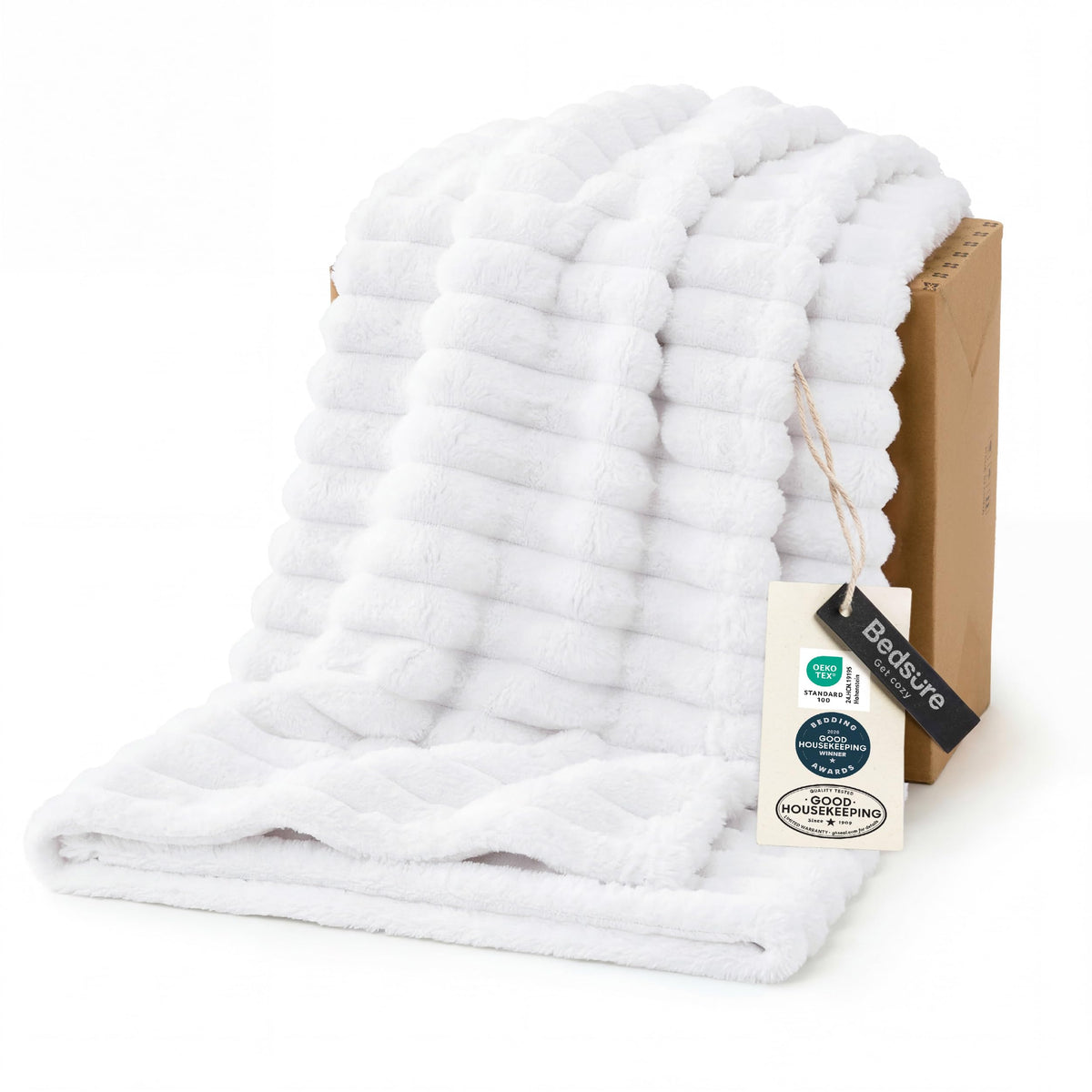 Bedsure Soft King Size Blankets for Bed Beige 108"x90"