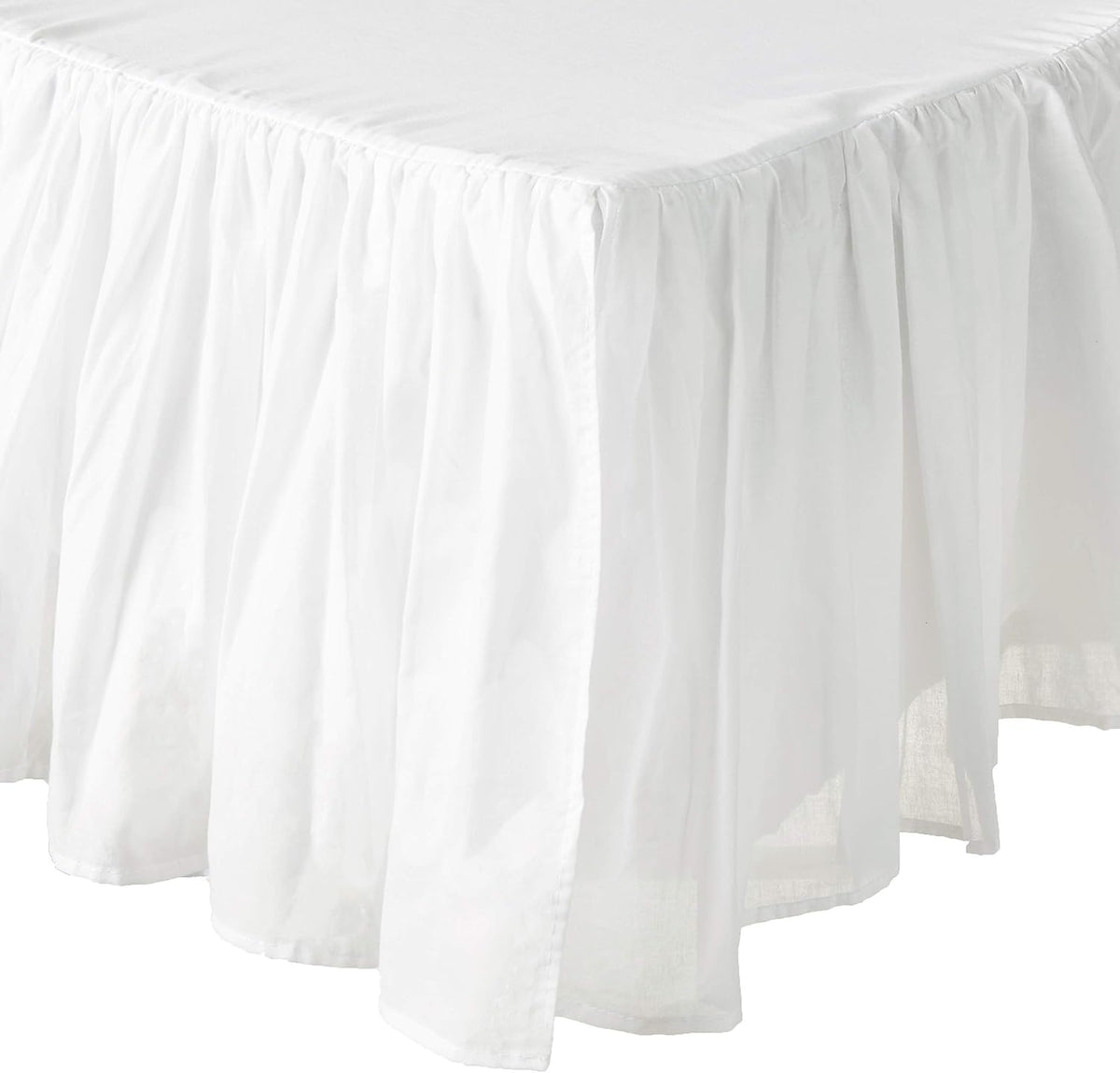 Greenland Home Fashions Cotton Voile Bed Skirt, Lined, White, Queen 18-inch L