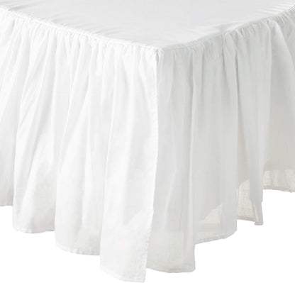 Greenland Home Fashions Cotton Voile Bed Skirt, Lined, White, Queen 18-inch L