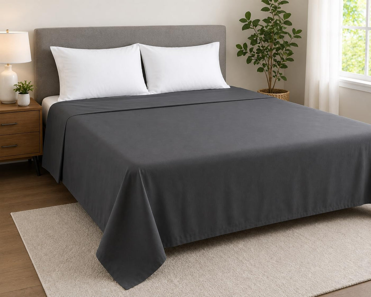Twin Size Flat Sheets Only Hotel Quality Luxury Single Wrinkle Free & Fade Resistant Flat Sheet - Extra Soft, Breathable Bedding for Easy Care Bed Sheet Navy Blue Flat Sheet Only