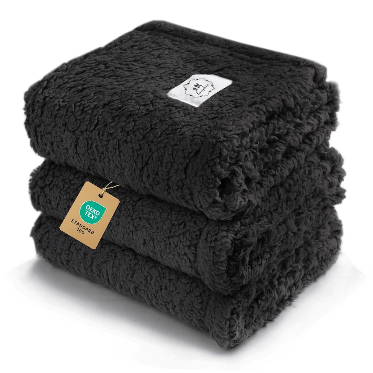 1 Pack 3 Calming Blankets Fluffy Premium Fleece Pet Blanket Soft Sherpa Throw for Dog Puppy Cat Beige Small (23" x16'')