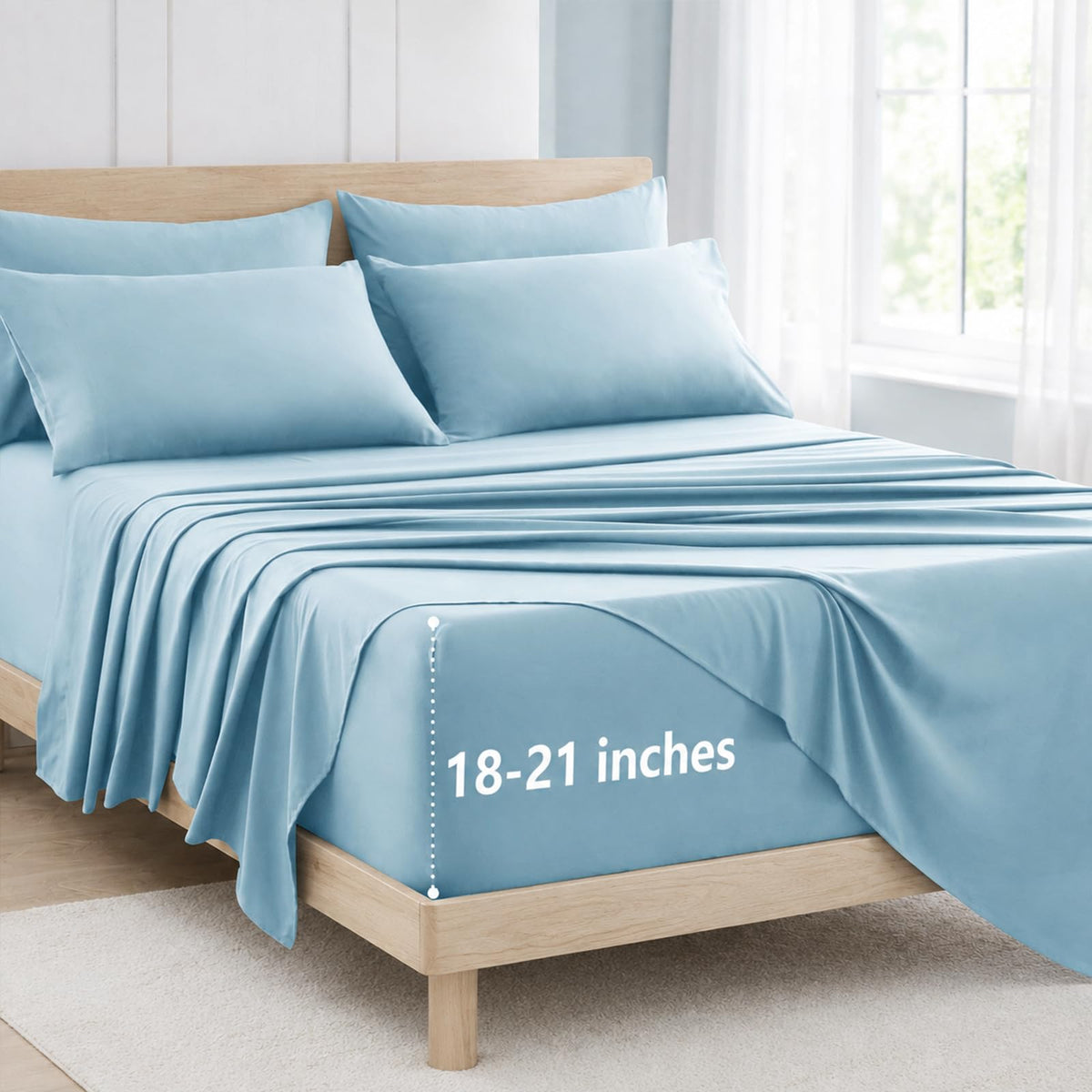 CozyLux King Size Sheets Set 6-Piece, 21-Inch Deep Pocket, Soft Feel