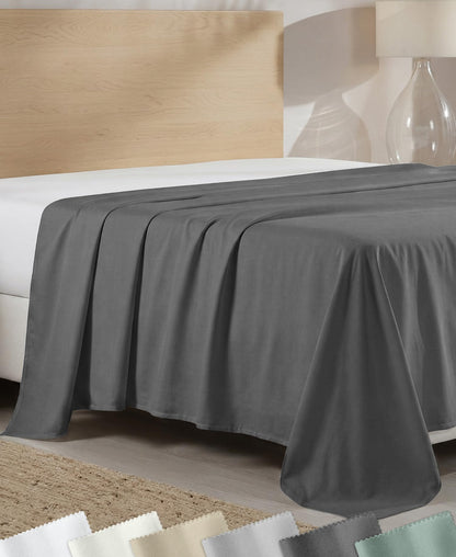 California Design Den Soft 100% Cotton Sateen King Flat Sheets, White
