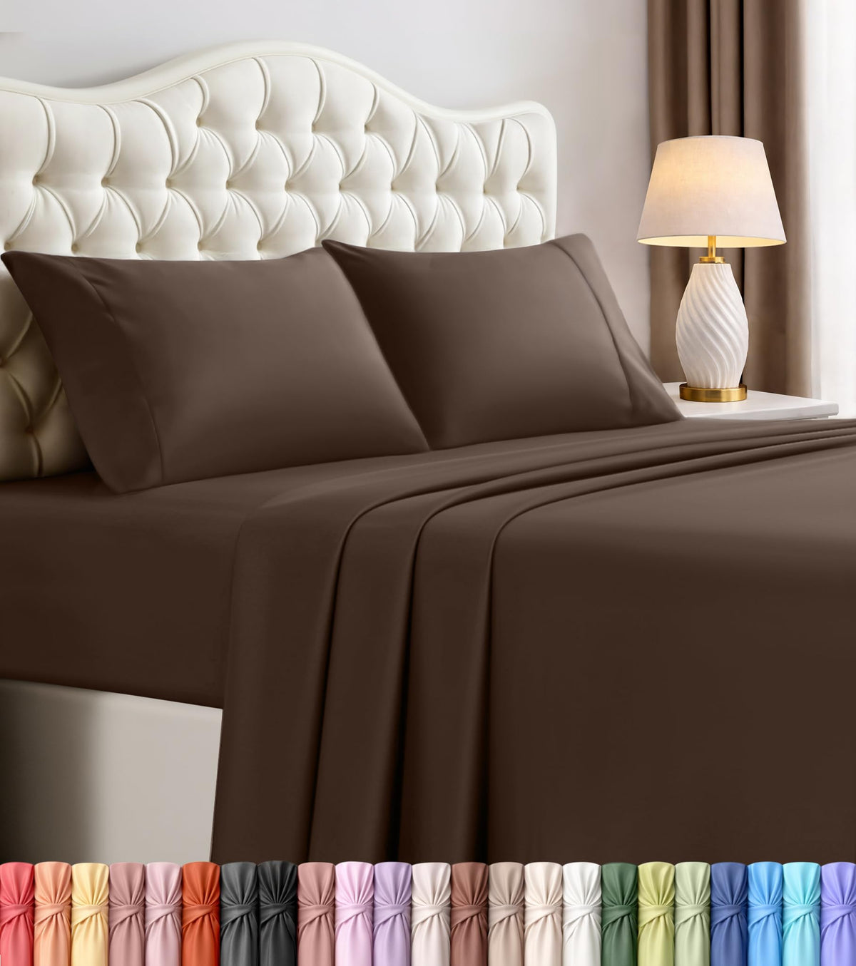 Queen Sheets Set, 4 Pieces 16" Deep Pocket Hotel Luxury Bed Sheets, Grey