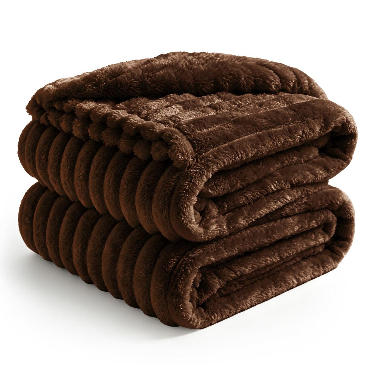 BEDELITE Ribbed Fleece Throw Blanket for Couch, Cream, 50"x60"