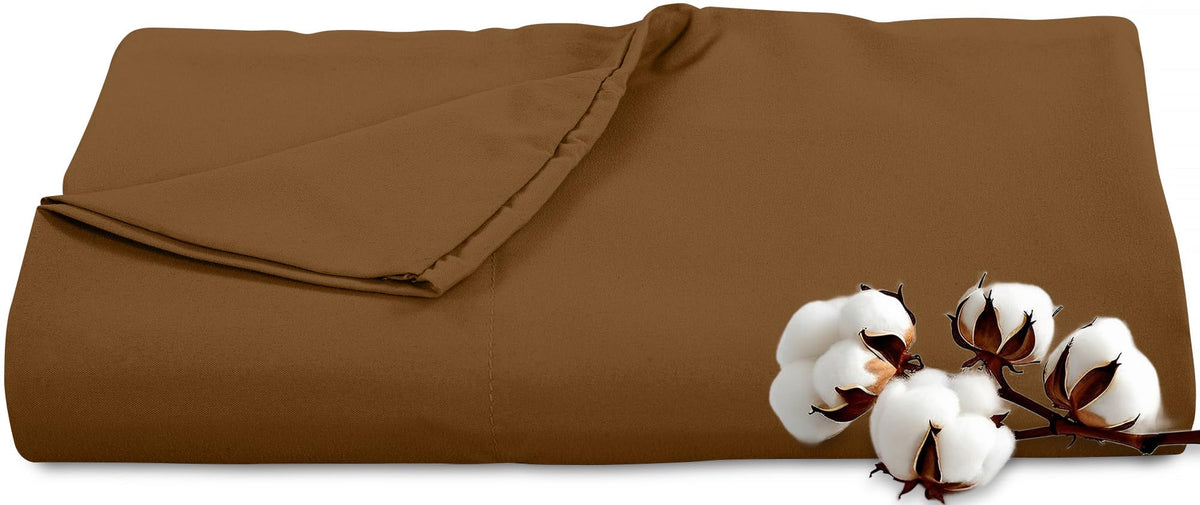 Royale Linens 300 Thread Count 100% Cotton Queen Flat Sheet Only - Super Soft Flat Sheets Only - Top Sheet Sold Separately - Breathable, Cool & Crisp White Flat Sheet (Queen, White)