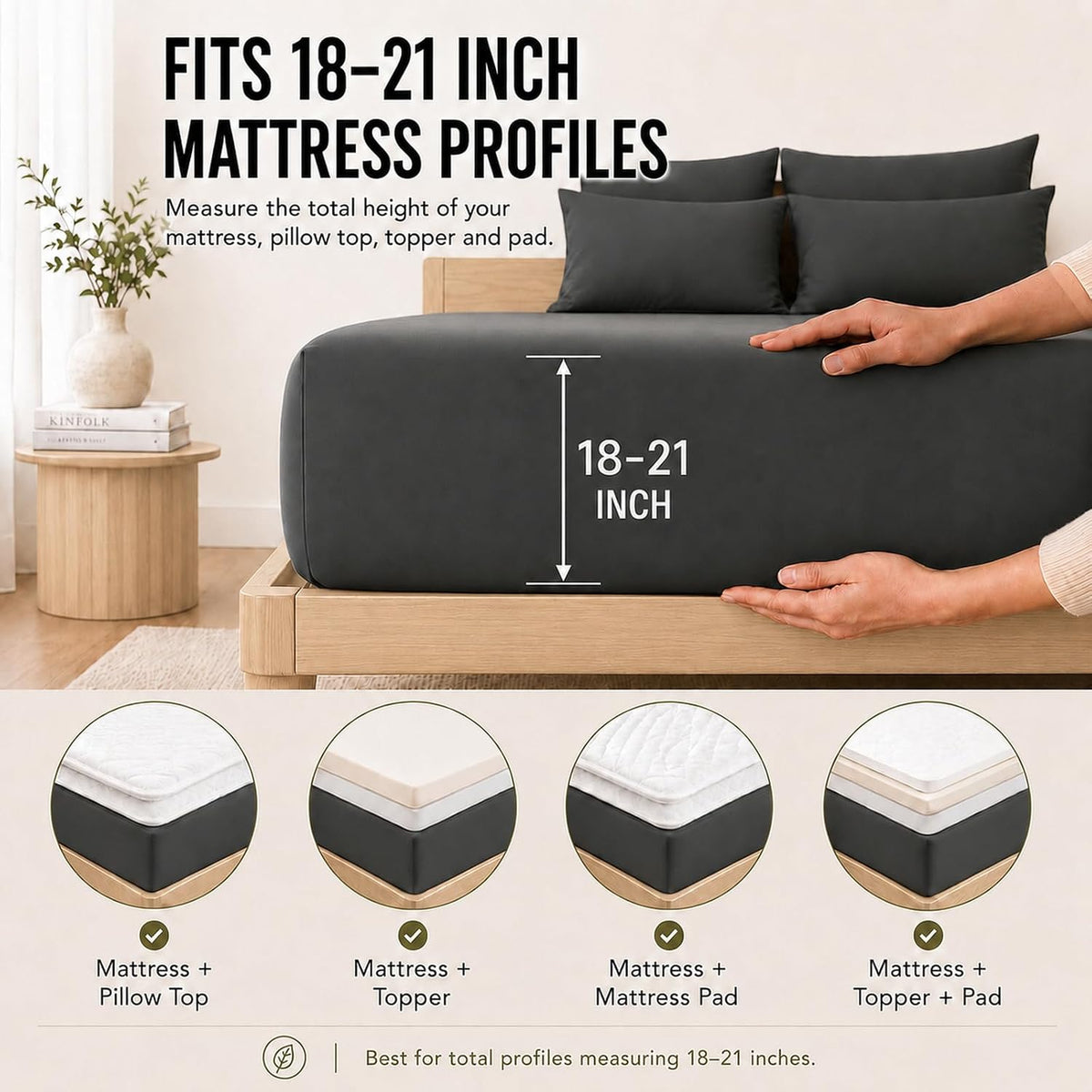 CozyLux King Size Sheets Set 6-Piece, 21-Inch Deep Pocket, Soft Feel