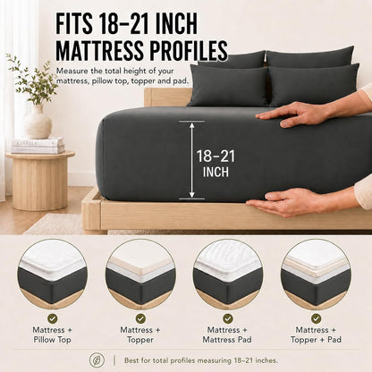 CozyLux King Size Sheets Set 6-Piece, 21-Inch Deep Pocket, Soft Feel
