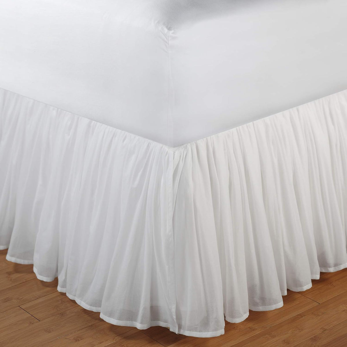 Greenland Home Fashions Cotton Voile Bed Skirt, Lined, White, Queen 18-inch L