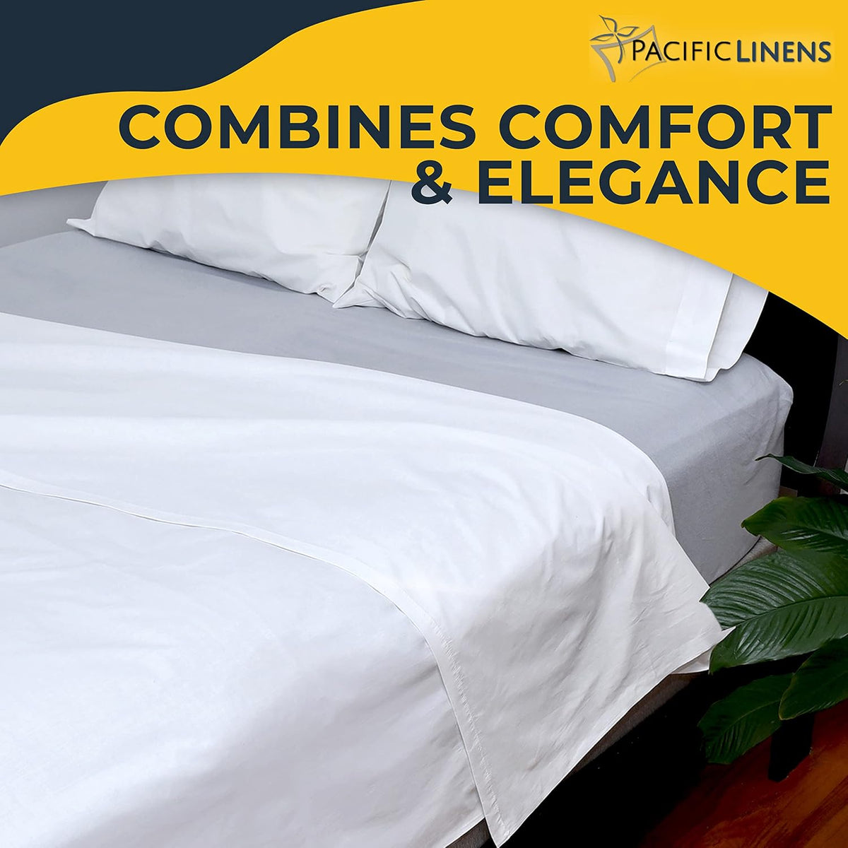 Pacific Linens 1-Piece Flat Bed Sheets - White Poly Cotton, 66 x104 inch Twin Size