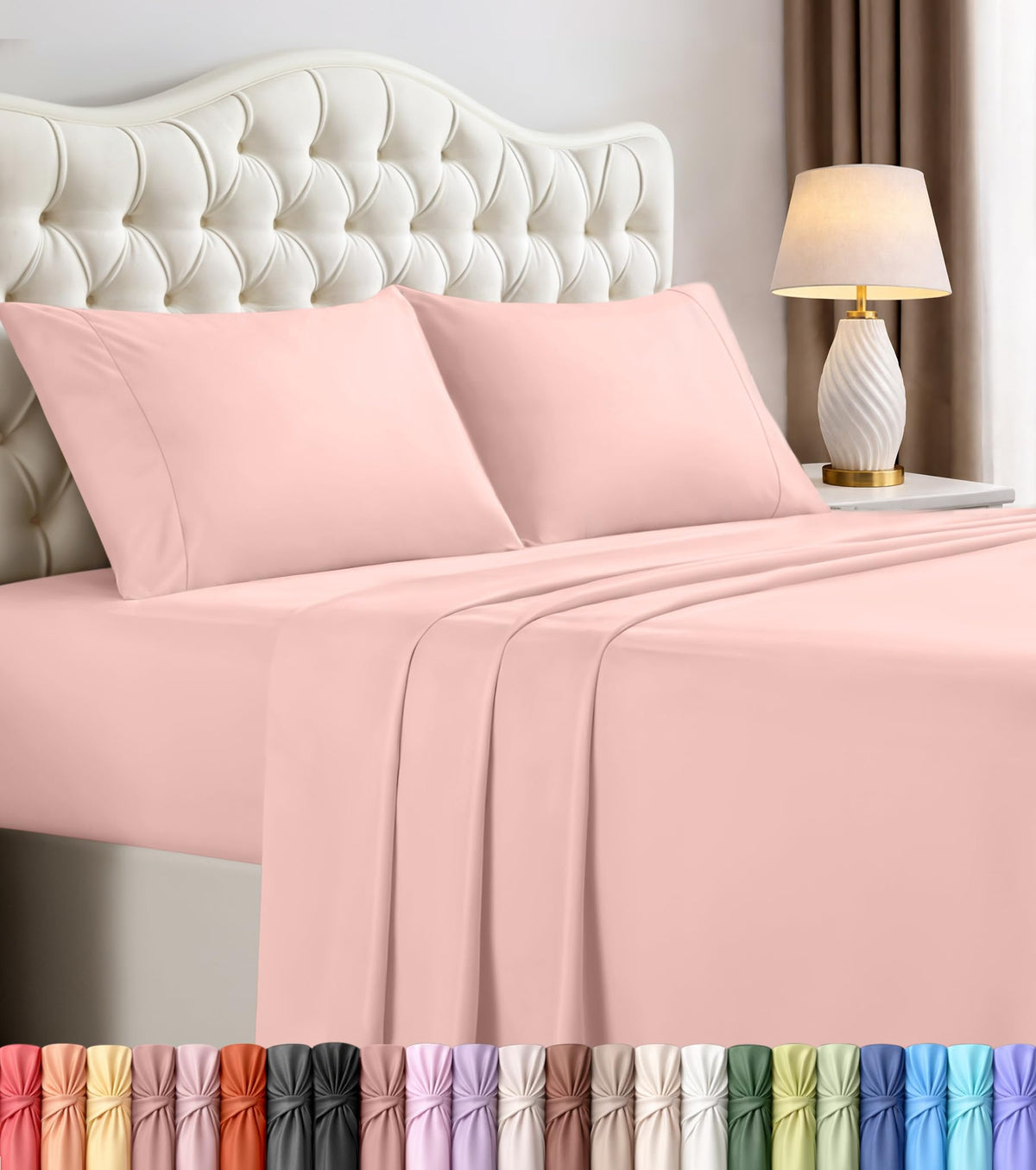 Queen Sheets Set, 4 Pieces 16" Deep Pocket Hotel Luxury Bed Sheets, Grey