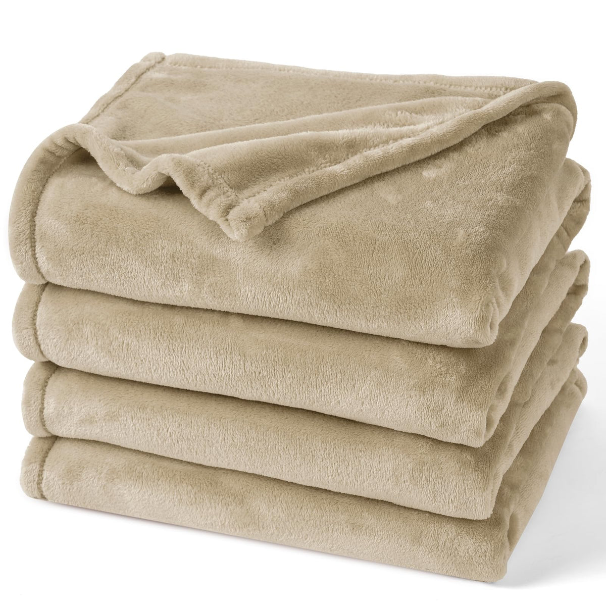 PHF Fleece Blanket King Size 108x90-300GSM Lightweight Airy Warmth, Khaki