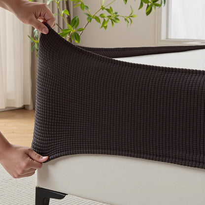MIYE Jacquard Fabric Box Spring Cover,Super Stretchy Wrap Around 4 Sides Elastic Bed Skirt,Wrinkle & Fading Resistant,Washable & Easy Fit. (Cream, Queen)